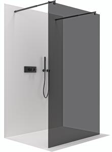 CERANO - Sprchová zástena Walk-in Onyx Duo Ľ/P - 8 mm - guľatá vzpera - čierna matná, grafitové sklo - 80x200 cm