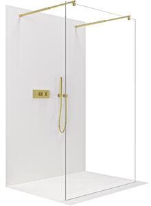 CERANO - Sprchová zástena Walk-in Onyx Duo Ľ/P - 8 mm - guľatá vzpera - zlatá kartáčovaná, transparentné sklo - 50x200 cm