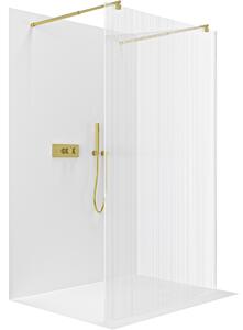 CERANO - Sprchová zástena Walk-in Onyx Duo Ľ/P - 8 mm - okrúhla vzpera - zlatá kartáčovaná, ryhované sklo - 50x200 cm