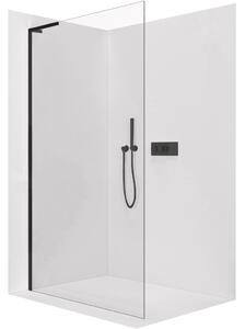 CERANO - Sprchová zástena Walk-in Onyx L-ľavá vzpera - 8 mm - čierna matná, transparentné sklo - 90x200 cm