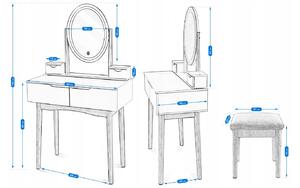 Toaletný stolík WERRY s oválnym LED zrkadlom