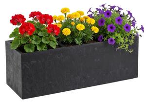 HowHomely Květináč na kolečkách BETONIQUE 90x30 cm černý beton
