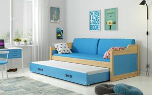 BMS Detská posteľ s prístelkou DAWID | borovica 90 x 200 cm Farba: Zelená