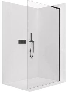 CERANO - Sprchová zástena Walk-in Onyx L-pravá vzpera - 8 mm - čierna matná, transparentné sklo - 80x200 cm
