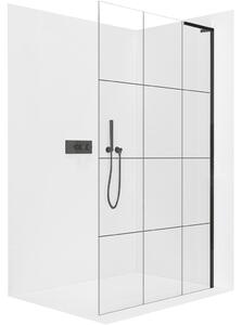 CERANO - Sprchová zástena Walk-in Onyx L-pravá vzpera - 8 mm - čierna matná, industriálne sklo - 90x200 cm