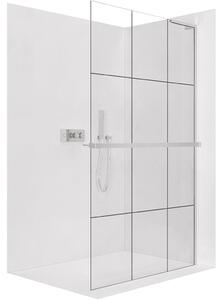 CERANO - Sprchová zástena Walk-in Onyx L-pravá vzpera - 8 mm + polička/držiak na uteráky - chróm, industriálne sklo - 90x200 cm