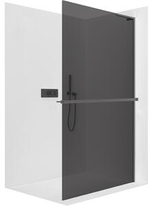 CERANO - Sprchová zástena Walk-in Onyx L-pravá vzpera + polička/držiak na uteráky - 8 mm - čierna matná, grafitové sklo - 40x200 cm