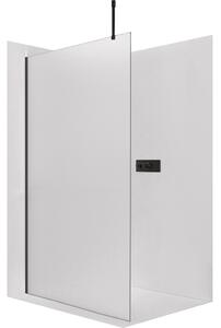 CERANO - Sprchová zástena Walk-in Onyx Top Cube Ľ/P - 8 mm - hranatá vzpera - čierna matná, mliečne sklo - 50x200 cm