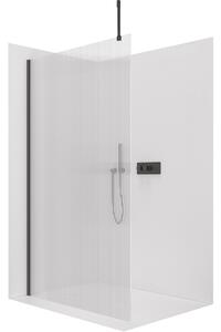 CERANO - Sprchová zástena Walk-in Onyx Top Cube Ľ/P - 8 mm - hranatá vzpera - čierna matná, ryhované sklo - 50x200 cm