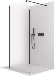 CERANO - Sprchová zástena Walk-in Onyx Corner Round Ľ/P - 8 mm - guľatá vzpera - čierna matná, mliečne sklo - 30x30 cm