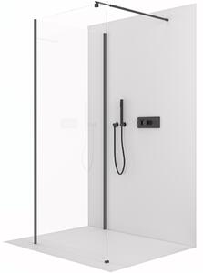 CERANO - Sprchová zástena Walk-in Onyx Corner Round Ľ/P - 8 mm - guľatá vzpera - čierna matná, transparentné sklo - 50x200 cm