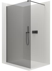 CERANO - Sprchová zástena Walk-in Onyx Round Ľ/P - 8 mm - okrúhla vzpera - čierna matná, grafitové sklo - 130x200 cm - ROZBALENÉ