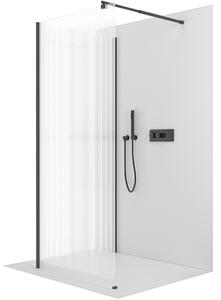 CERANO - Sprchová zástena Walk-in Onyx Corner Round Ľ/P - 8 mm - guľatá vzpera - čierna matná, ryhované sklo - 50x200 cm