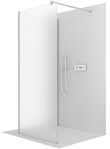 CERANO - Sprchová zástena Walk-in Onyx Corner Round Ľ/P - 8 mm - guľatá vzpera - chróm, mliečne sklo - 50x200 cm