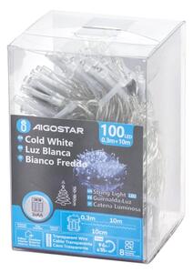 Aigostar - LED Vonkajší vianočný reťaz 100xLED/8 funkcií 10,3m IP44 studená biela