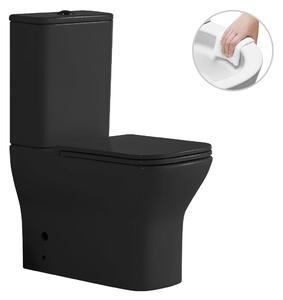 CERANO - WC kombi Hugo, Rimless + UF sedátko - čierna matná