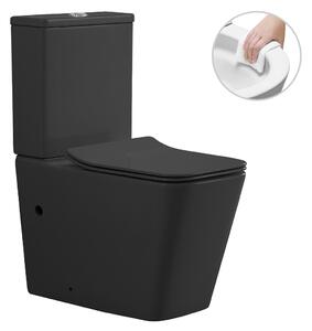 CERANO - WC kombi Bruno, Rimless + UF sedátko - čierna matná