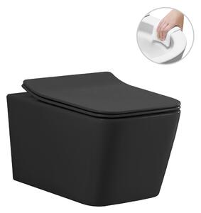 CERANO - Závesná WC misa Forte + UF sedátko, Rimless - čierna matná