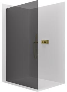 CERANO - Sprchová zástena Walk-in Crystal Ľ/P - bezvzperový systém - zlatá kartáčovaná, grafitové sklo - 50x200 cm