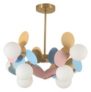 Brilagi - Luster na tyči BALMO 8xG9/9W/230V pr. 60 cm zlatá/modrá/ružová