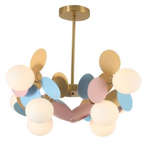 Brilagi - Luster na tyči BALMO 8xG9/9W/230V pr. 60 cm zlatá/modrá/ružová