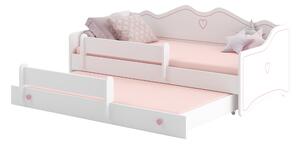 Detská posteľ s prístelkou EMKA II Farba: Biela / ružový úchyt