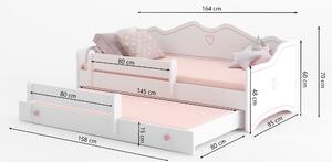 Detská posteľ s prístelkou EMKA II | biela/ružová