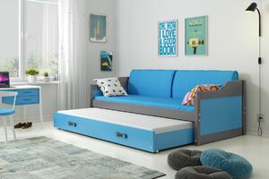 BMS Detská posteľ s prístelkou DAVID grafit Veľkosť spacej plochy: 190x80 cm, Doplňujúca farba postele: Modrá