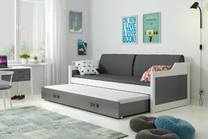 BMS Detská posteľ s prístelkou DAVID biela Veľkosť spacej plochy: 200x90 cm, Doplňujúca farba postele: Modrá