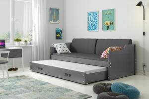BMS Detská posteľ s prístelkou DAVID grafit Veľkosť spacej plochy: 190x80 cm, Doplňujúca farba postele: Zelená