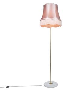 Retro stojaca lampa mosadz s odtieňom Granny ružová 45 cm - Kaso