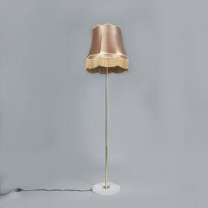 Retro stojaca lampa mosadz s odtieňom Granny zlatá 45 cm - Kaso