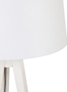 Moderná stojaca lampa statív biela s ľanovým tienidlom biela 45 cm - Tripod Classic