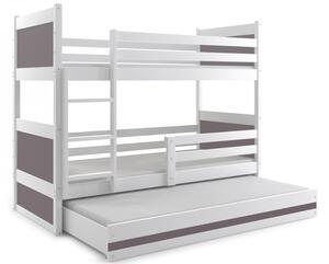 Detská poschodová posteľ s prístelkou RICO 3 | biela 80 x 190 cm Farba: Ružová