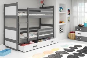 BMS Detská poschodová posteľ s úložným priestorom RICO grafit Veľkosť spacej plochy: 190x80 cm, Doplňujúca farba postele: Biela