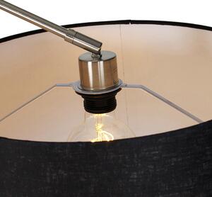 Moderná stojaca lampa oceľové ľanové tienidlo čierne 45 cm - Redaktor