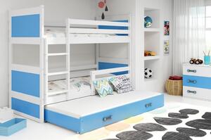 Detská poschodová posteľ s prístelkou RICO 3 | biela 90 x 200 cm Farba: biela/biela