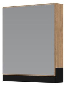 Závesná zrkadlová skrinka Stokes 60 cm, strieborná / dub zlatý