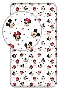 Jerry Fabrics Bavlnené napínacie prestieradlo 90x200 + 25 cm - Mickey a Minnie 