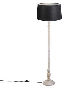 Vidiecka stojaca lampa béžová s čiernym pláteným tienidlom - Classico