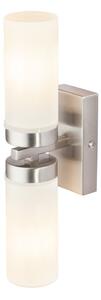 Globo 7816 vonkajšia nástenná lampa Space 2x40W | E14 | IP44 - matný nikel, opál