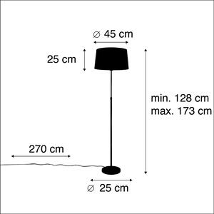 Stojacia lampa čierna s tmavosivým ľanovým tienidlom 45 cm - Parte