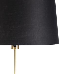 Stojacia lampa zlatá / mosadz s čiernym ľanovým tienidlom 45 cm - Parte