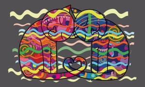 Tapeta zamilované mačky v pop art štýle - 450x300
