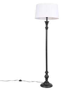 Stojacia lampa čierna s ľanovým tienidlom biela 45cm - Classico