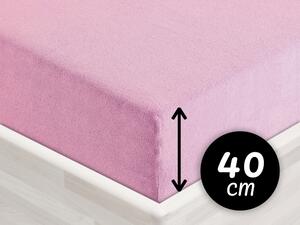 Froté napínacie prestieradlo na extra vysoký matrac FR-008 Ružová lila 140 x 200 - výška 40 cm