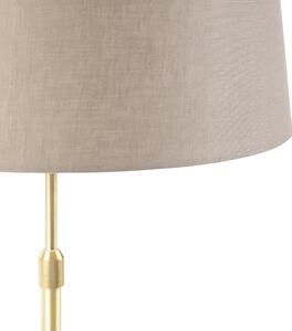 Stolová lampa zlatá / mosadz s ľanovým tienidlom taupe 35 cm - Parte