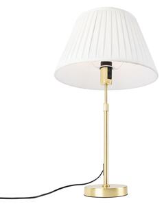 Stolová lampa zlatá / mosadz s nariaseným odtieňom krémová 35 cm - Parte