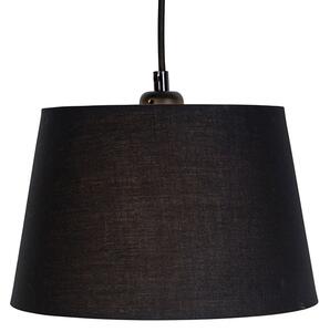 Závesná lampa s 3 bavlnenými odtieňmi čierna so zlatou - Cava