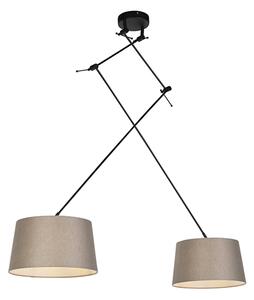 Závesná lampa s ľanovými tienidlami tupá 35 cm - Blitz II čierna